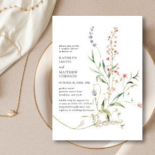 Invitation Jardin fleuri fleur sauvage Couples Douche