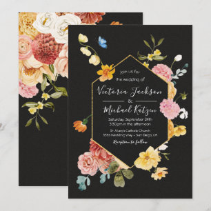 Invitation Jardin fleuri Foncé et Moody Mariage Invita