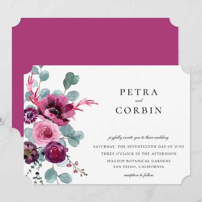 Invitation Jardin fleuri Jardin de Joyau Mariage (Devant / Derrière)