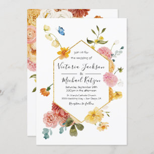 Invitation Jardin fleuri Lumière et Mariage aérien