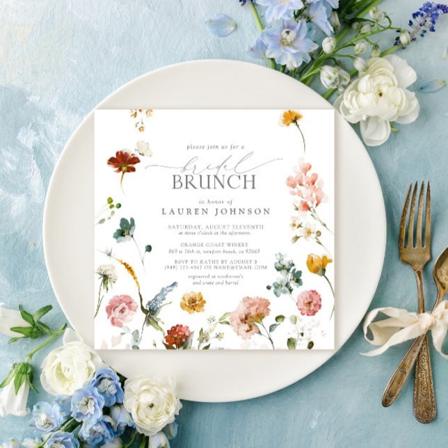 Invitation Jardin Fleurs aquarelle Brunch nuptial (Easily personalize this garden floral bridal brunch invitation for the perfect celebration!)