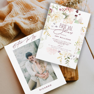 Invitation Jardin Fleurs verdure Boho Fête des mariées Floral