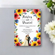 Jardin Floral Aquarelle Couple Mariage Été