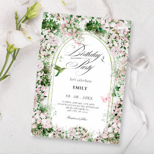 Invitation Jardin floral arch art peinture anniversaire