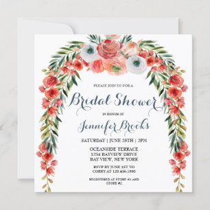 Invitation Jardin Floral Bleu Rétro Fête des mariées