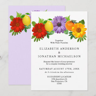Invitation Jardin Floral Citrus Mariage Couples Douche