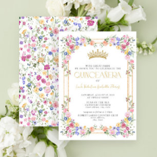 Invitation Jardin Floral Coloré Fleur sauvage Quinceañera