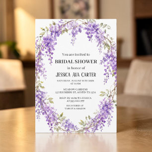 Invitation Jardin Floral de Glycine Violet pour la Mariée
