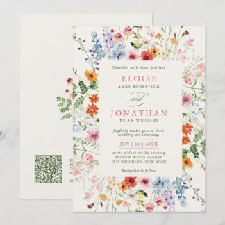 Invitation Jardin Floral de Printemps de Fleurs Sauvages QR M