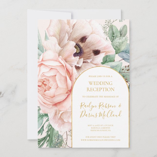 Invitation Jardin Floral Élégant | Réception de Mariage Paste (Devant)