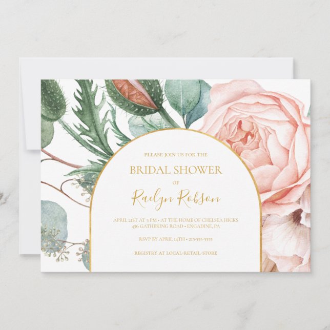 Invitation Jardin floral | Fête des mariées horizontale (Devant)