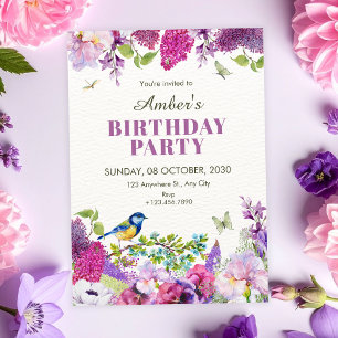Invitation Jardin floral magnifique pour anniversaire