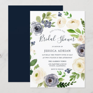 Invitation Jardin Floral Marine & Fête des mariées de couronn