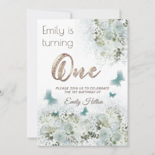 Invitation Jardin floral papillon premier anniversaire
