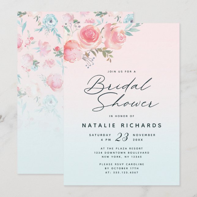 Invitation Jardin Floral Peony Mariage Fête des mariées (Devant / Derrière)