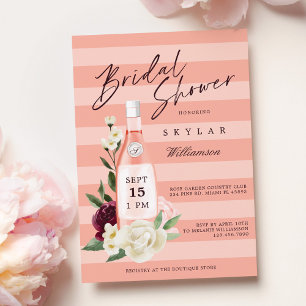Invitation Jardin Floral Rose & Fête des mariées de bouteille
