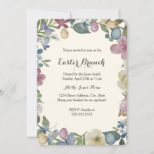 Invitation Jardin Floral Sucré Brunch de Pâques