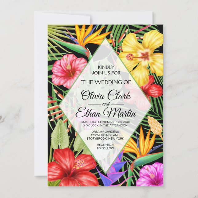 Invitation Jardin floral tropical géométrique (Devant)