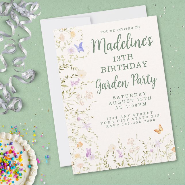 Invitation Jardin floral Whimsical Anniversaire (Créateur téléchargé)
