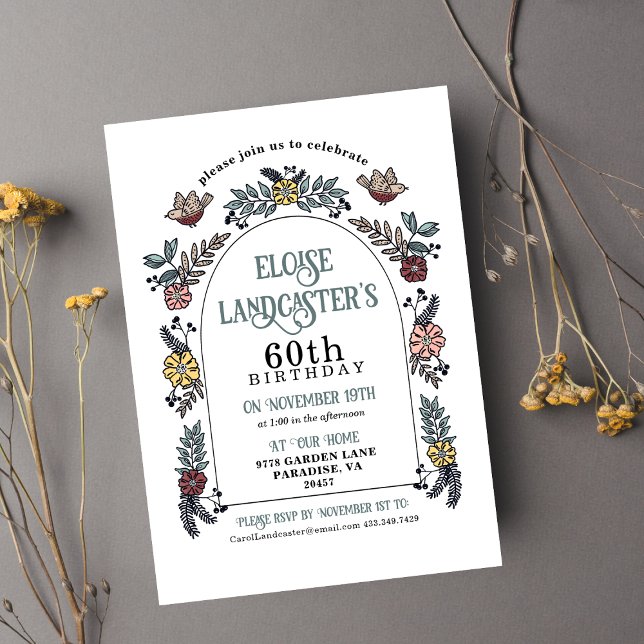 Invitation Jardin Flower Arch Jalon 60e anniversaire (Créateur téléchargé)