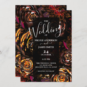 Invitation Jardin foncé Automne Fleurs vives Mariage de autom