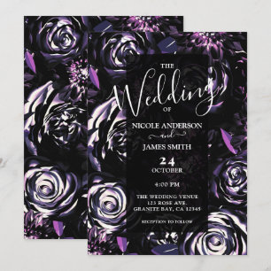 Invitation Jardin foncé Bewitching Purple Fleurs Mariage