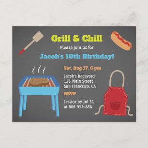 Invitation Jardin Grill and Chill BBQ Anniversaire