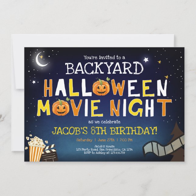Invitation Jardin Halloween Movie Night Scanner Boy Anniversa (Devant)