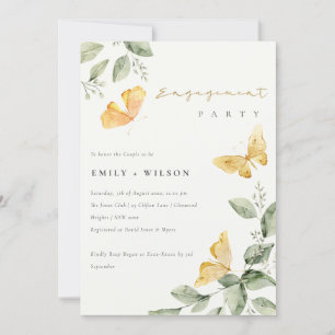 Invitation Jardin Jaune mignon Papillons Fiançailles