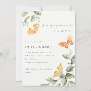Invitation Jardin Jaune mignon Papillons Fiançailles