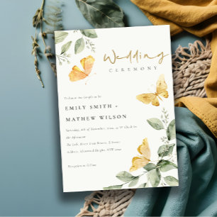 Invitation Jardin Jaune mignon Papillons Mariage