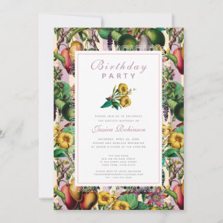 Invitation Jardin Lady 60e fête d'anniversaire Retro Floral
