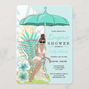 Invitation Jardin Lingerie Shower Brunette Bride