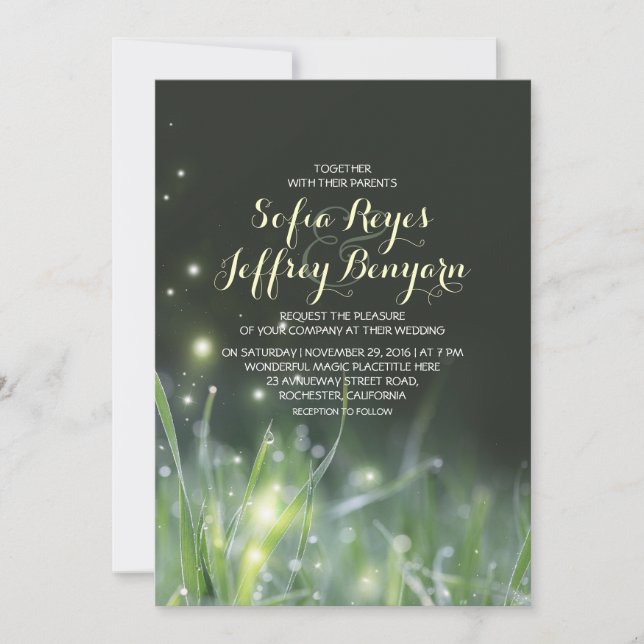 Invitation jardin lumières mariage romantique invite (Devant)