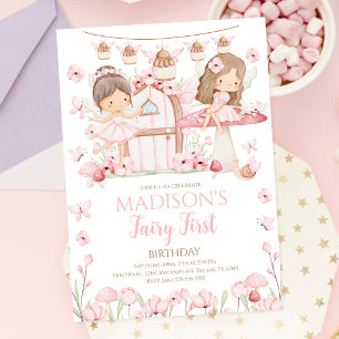 Invitation Jardin Magique Fée Fille Premier Anniversaire