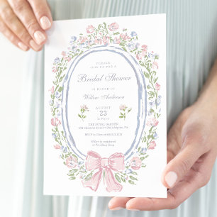 Invitation Jardin Manoir Fleurs Peintes Baby Shower de Mariag