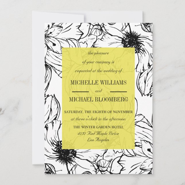 Invitation Jardin moderne | jaune | mariage floral (Devant)