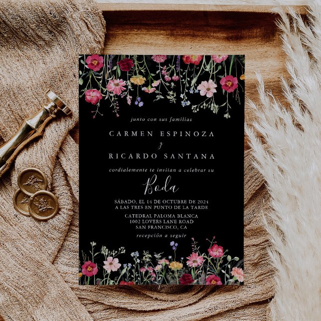 Invitation Jardin Multicolore Fleur sauvage espagnol Mariage (Créateur téléchargé)