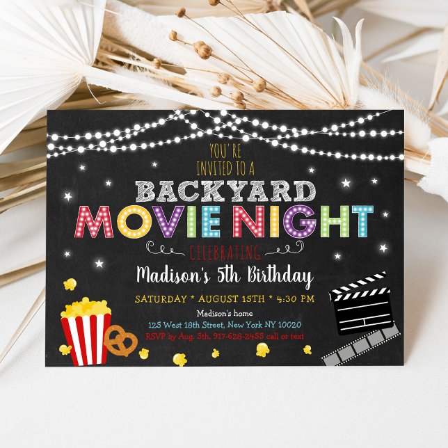 Invitation Jardin Nuit de cinéma Anniversaire (Créateur téléchargé)