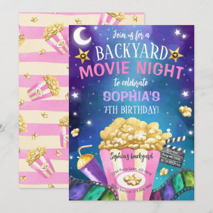 Invitation Jardin Nuit de cinéma Anniversaire