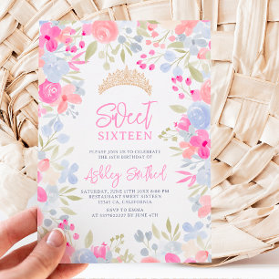 Invitation Jardin pastel fleurs sauvages Sweet 16 anniversair