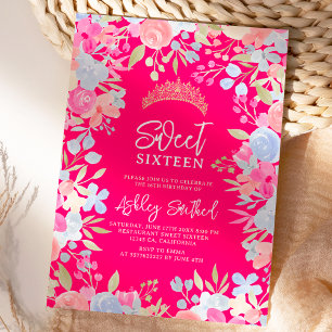 Invitation Jardin pastel fleurs sauvages Sweet 16 anniversair