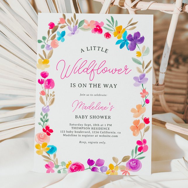 Invitation Jardin peint fleur sauvage baby shower de prairie (Créateur téléchargé)