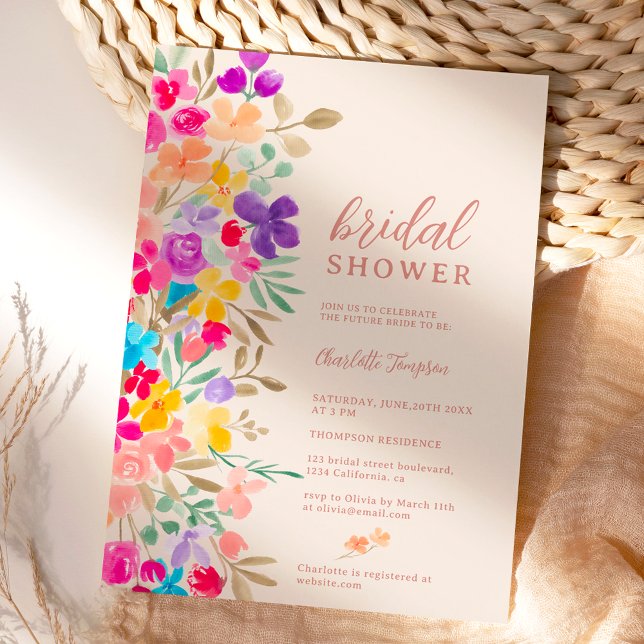 Invitation Jardin peint fleur sauvage prés nuptiale douche (Créateur téléchargé)