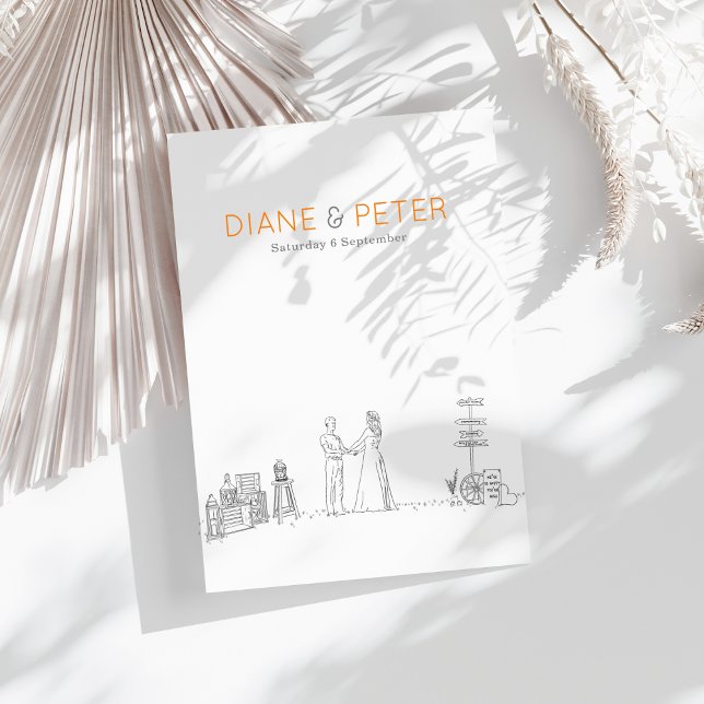 Invitation Jardin Pique-nique minimaliste Mariage noir et bla (Créateur téléchargé)