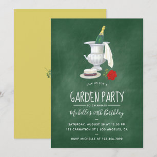 Invitation Jardin rétro vintage tableau noir vert