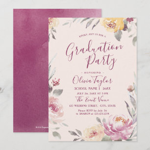 Invitation Jardin romantique aquarelle florale fête de remise