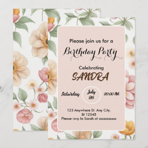 Invitation Jardin rose clair chic Floral Anniversaire