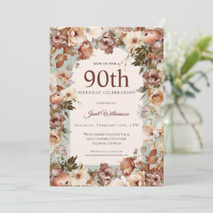 Invitation Jardin rose et vert Arc floral 90e anniversaire