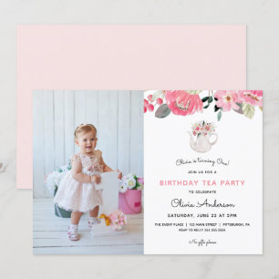 Invitation Jardin rose Floral Tea Party Anniversaire